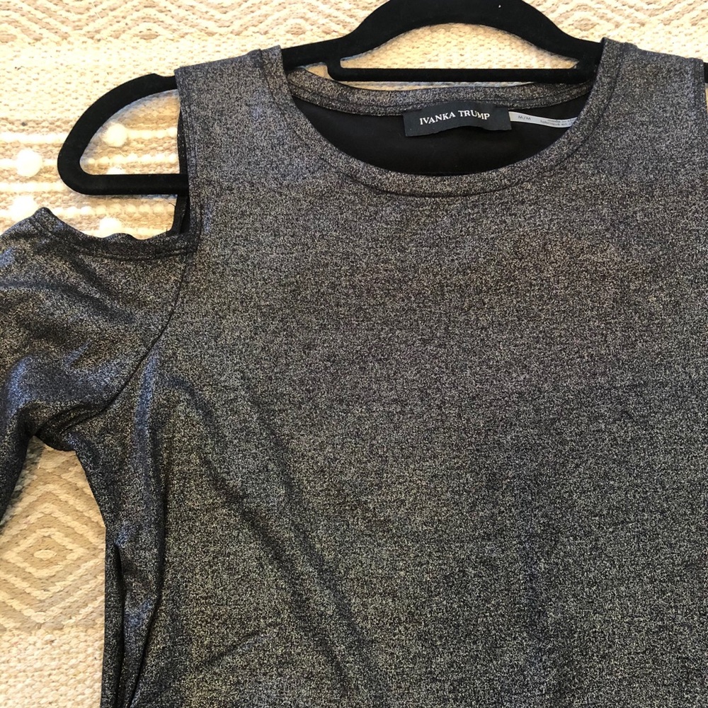 Ivanka Trump Sparkly Cold Shoulder Top